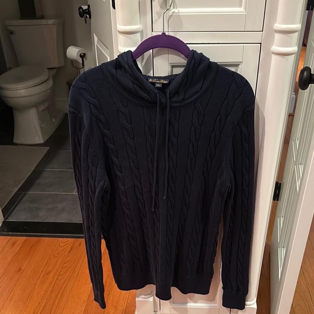 Brooks Brothers Navy Cable Knit Sweater w/Hood